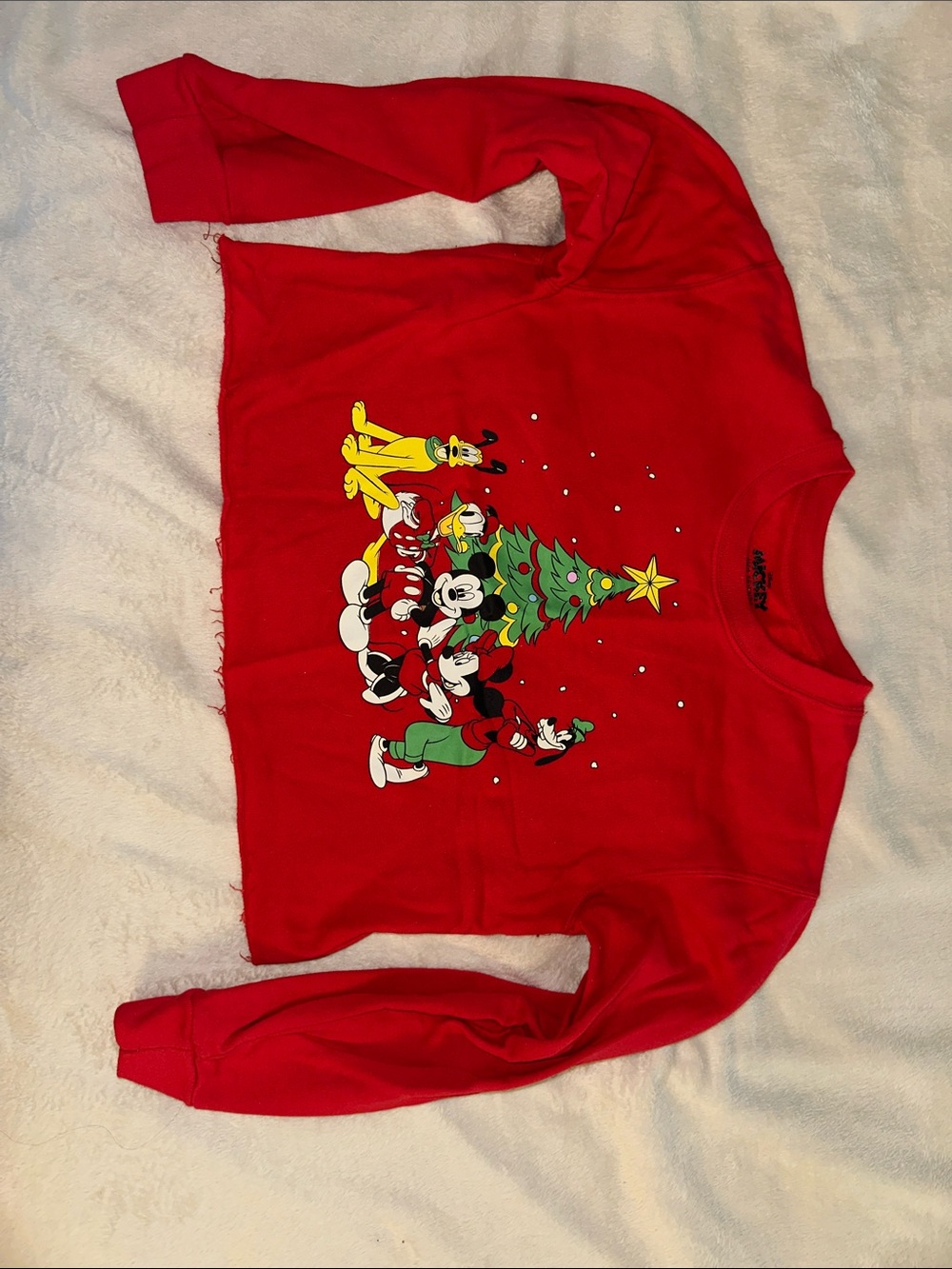 Disney Red Christmas Sweater with Mickey & Friends Tree Graphic